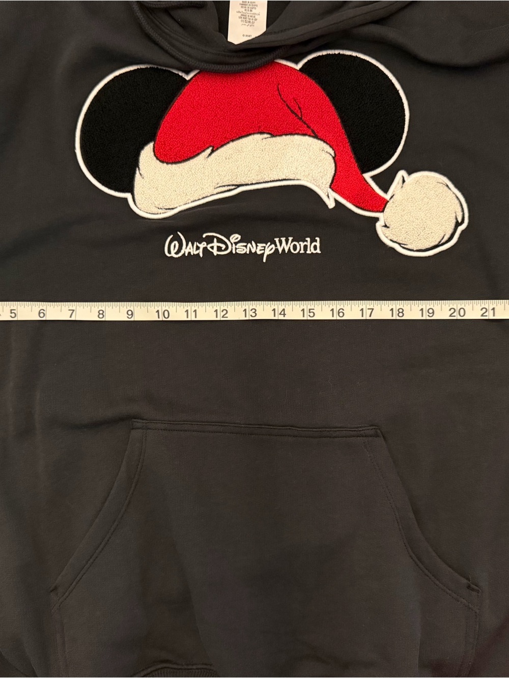 Disney Black Hoodie with Red & White Santa hat Mickey Design NWT - Picture 4 of 7